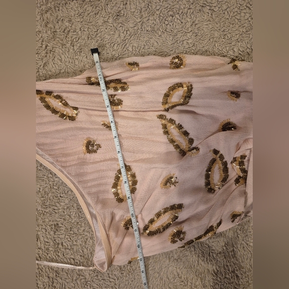 Line & Dot Pink Beaded One Godess Shoulder Dress S - Picture 5 of 7